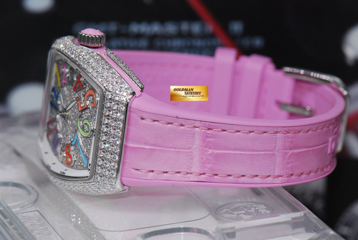 [SOLD] FRANCK MULLER VANGUARD LADIES 32mm CUSTOM FULL-PAVED DIAMOND COLOUR DREAM AUTOMATIC (NEW-UNWORN)