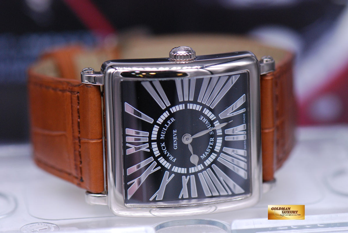 FRANCK MULLER MASTER SQUARE LADIES 18K WHITE GOLD RELIEF QUARTZ