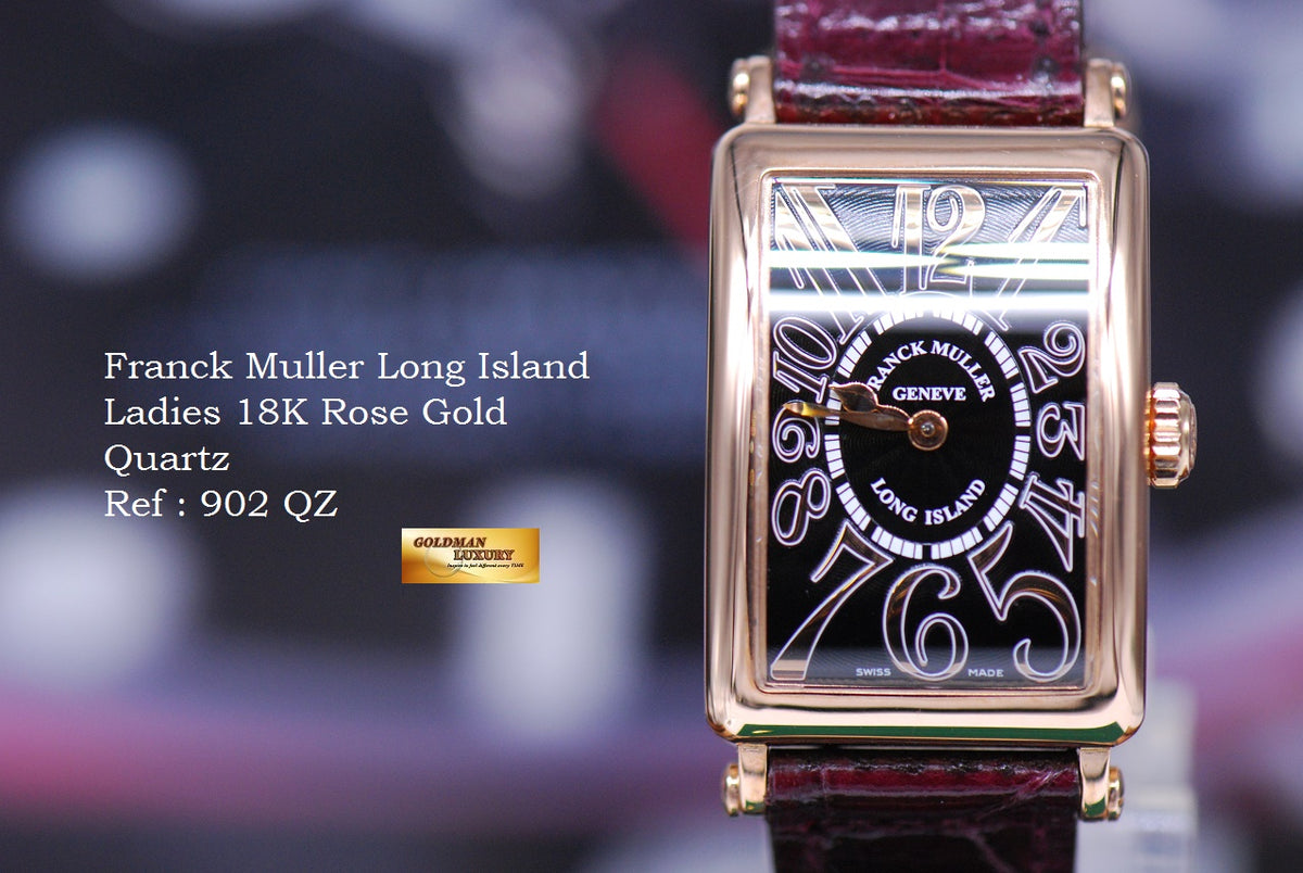 [SOLD] FRANCK MULLER LONG ISLAND LADIES 18K ROSE GOLD RELIEF QUARTZ 902M (MINT)
