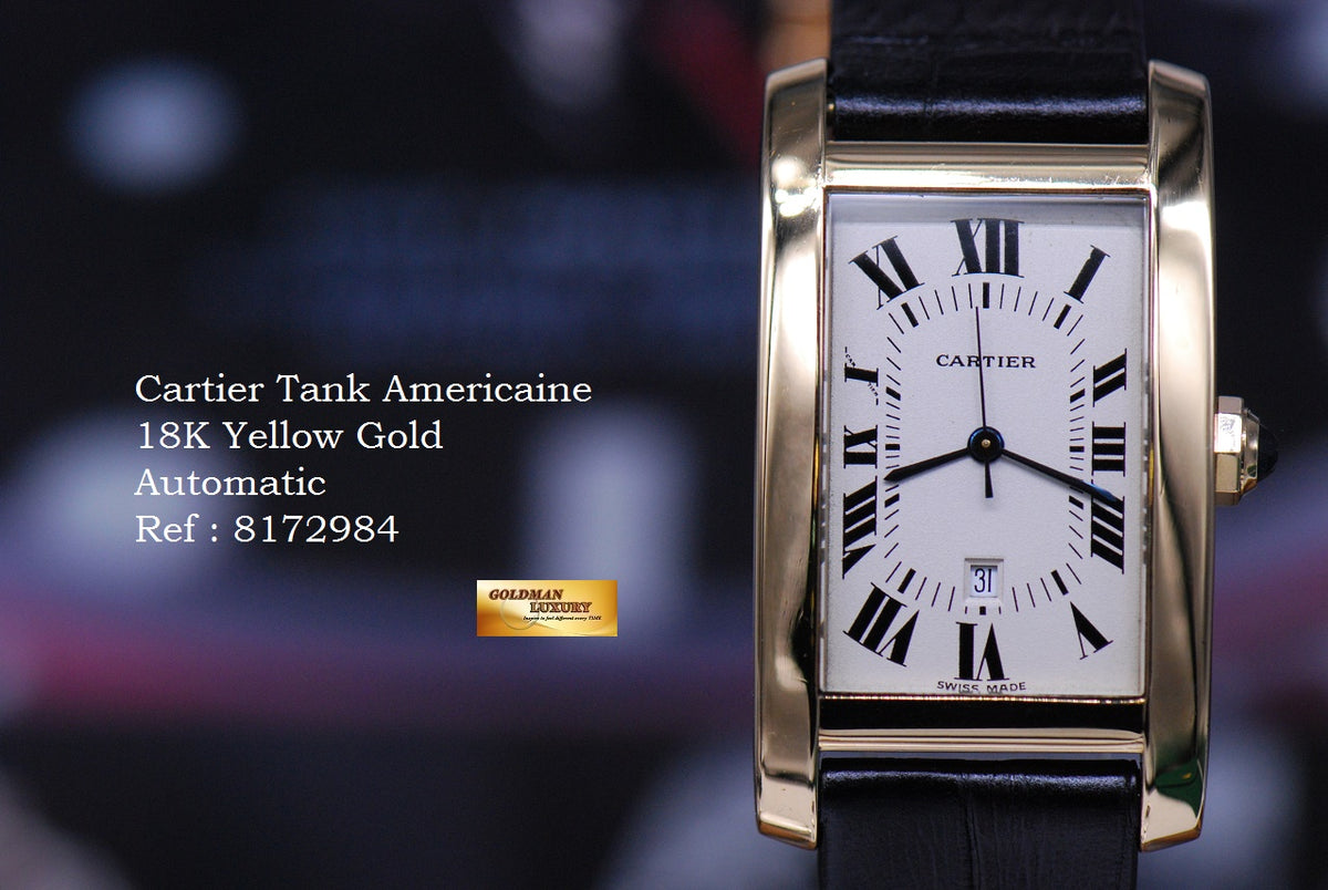 [SOLD] CARTIER TANK AMERICAINE 18K YELLOW GOLD LARGE AUTOMATIC 8172984 (MINT)
