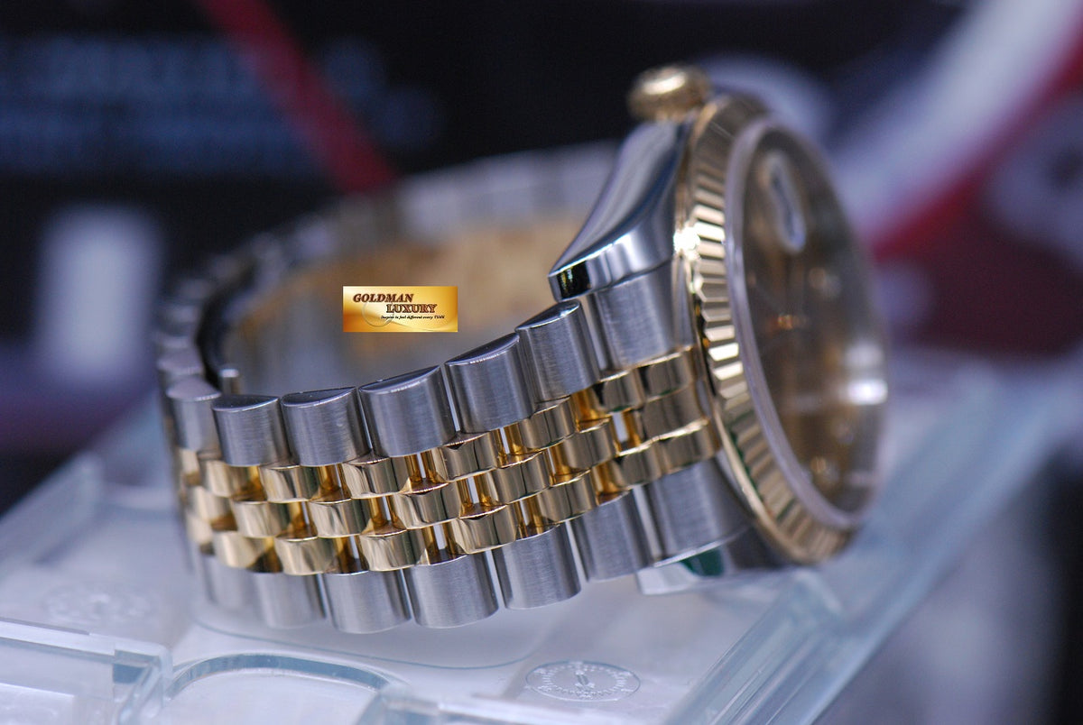[SOLD] ROLEX OYSTER PERPETUAL DATEJUST 36mm HALF-GOLD DIAMOND GOLD DIAL 116233 (MINT)