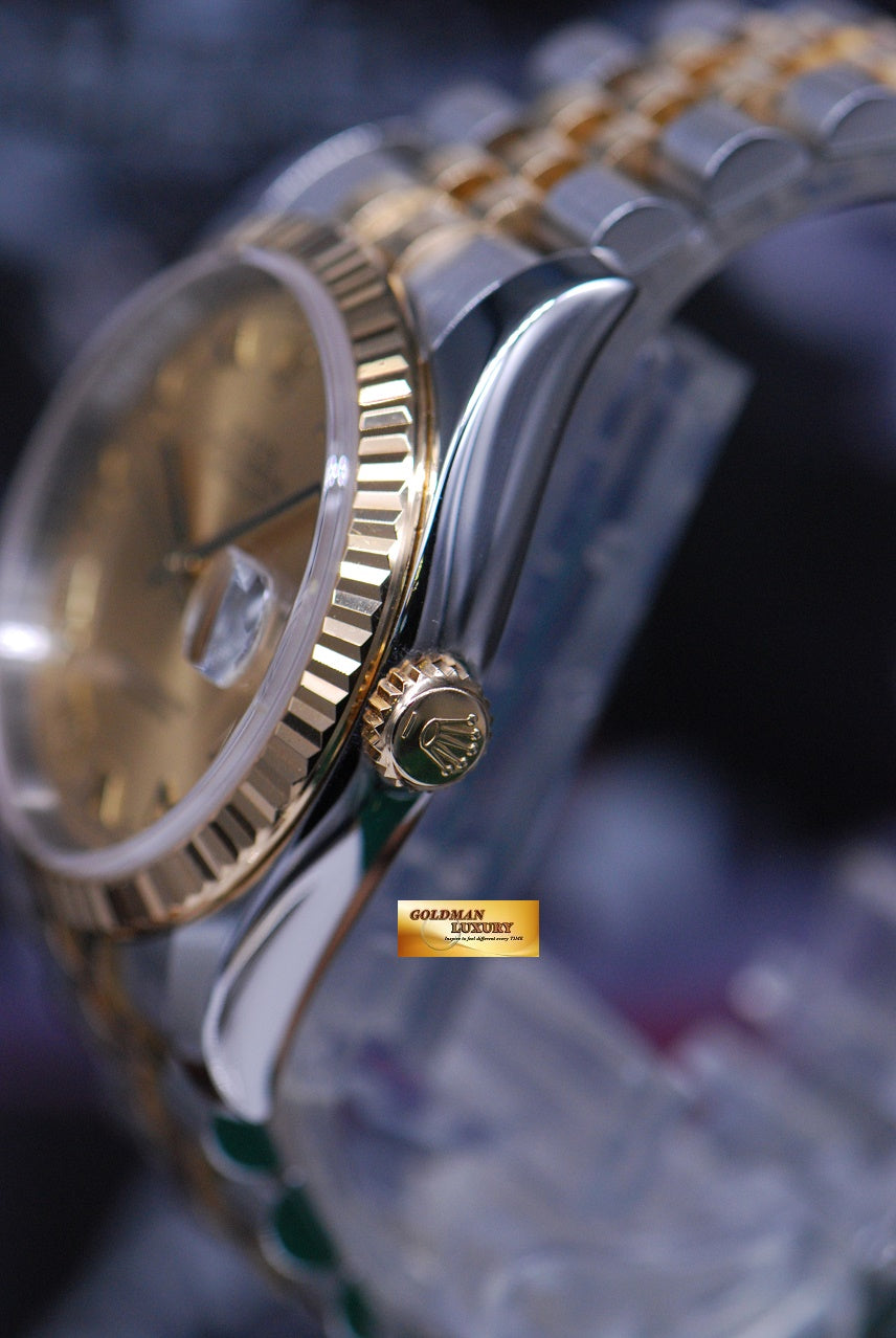 [SOLD] ROLEX OYSTER PERPETUAL DATEJUST 36mm HALF-GOLD GOLD DIAL 116233 (MINT)