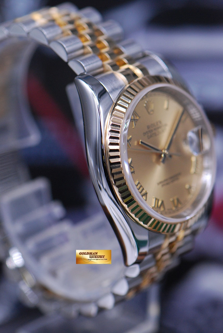 [SOLD] ROLEX OYSTER PERPETUAL DATEJUST 36mm HALF-GOLD GOLD DIAL 116233 (MINT)