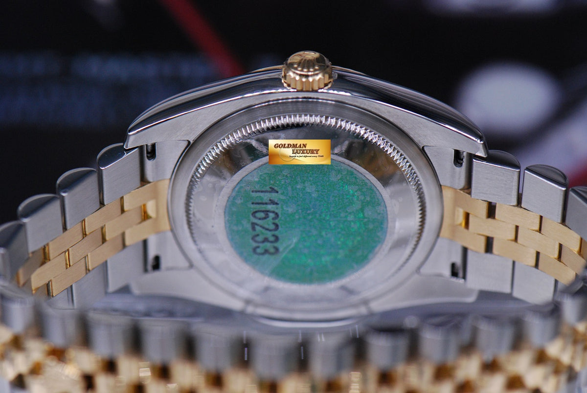 [SOLD] ROLEX OYSTER PERPETUAL DATEJUST 36mm HALF-GOLD GOLD DIAL 116233 (MINT)