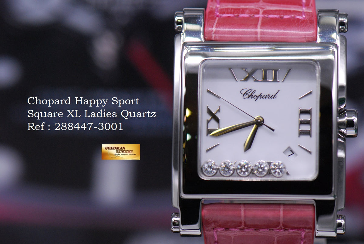[SOLD] CHOPARD HAPPY SPORT SQUARE XL 5 DIAMOND LADIES QUARTZ (NEAR MINT)