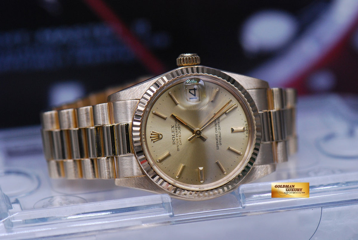 [SOLD] ROLEX OYSTER PERPETUAL DATEJUST 31mm BOYSIZE 18K YELLOW GOLD 6827 (NEAR MINT)
