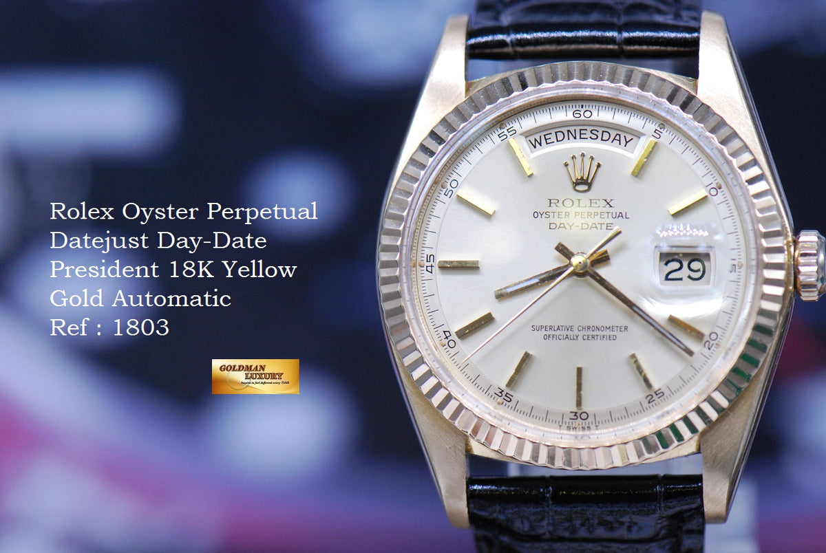 [SOLD] ROLEX OYSTER PERPETUAL DATEJUST DAY-DATE PRESIDENT 18K YELLOW GOLD 1803 (NEAR MINT)