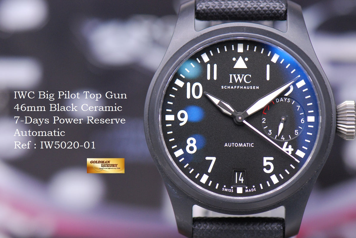 [SOLD] IWC BIG PILOT TOP GUN 46mm CERAMIC 7-DAYS POWER RESERVE AUTOMATIC IW5020-01 (MINT)