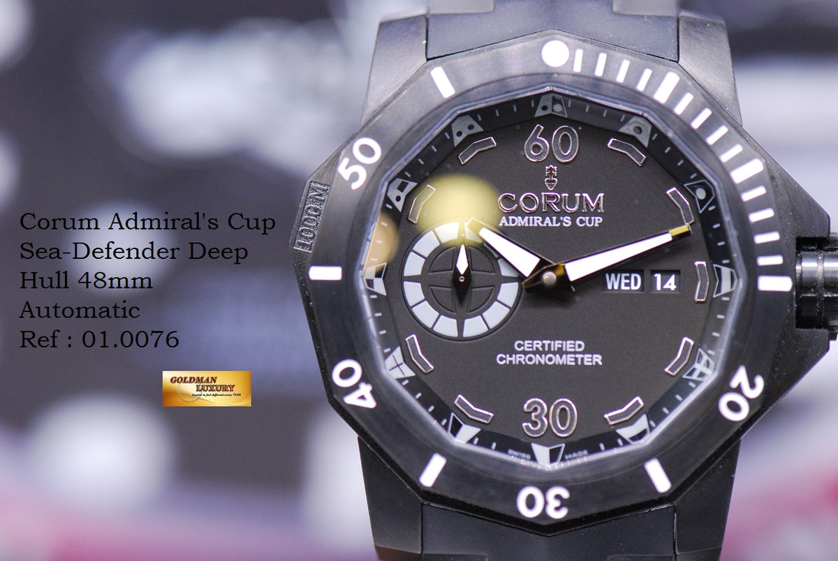 CORUM ADMIRAL’S CUP SEA-DEFENDER 48mm PVD BLACK DEEP HULL 01.0076 (MINT)