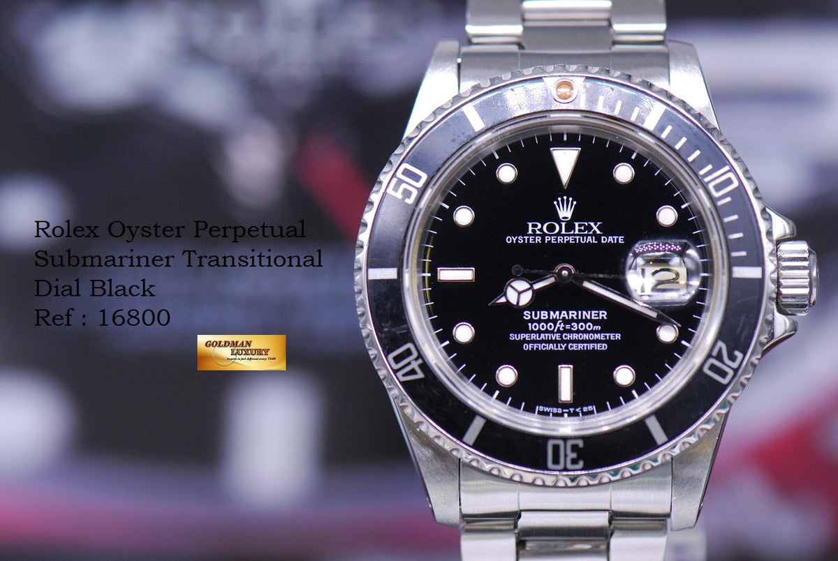 [SOLD] ROLEX OYSTER PERPETUAL SUBMARINER TRANSITIONAL DIAL BLACK 16800 (VINTAGE NEAR MINT)