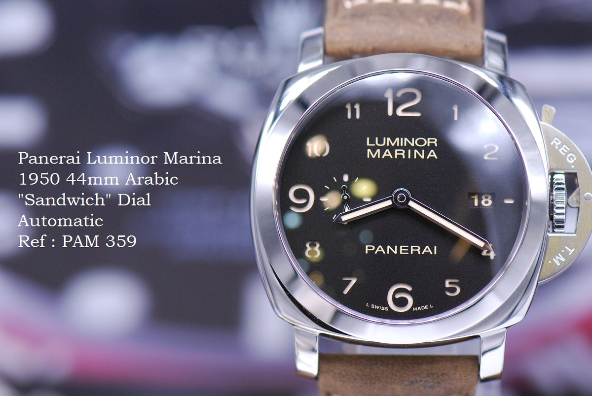 [SOLD] PANERAI LUMINOR MARINA 1950 44mm ARABIC NUMERAL AUTOMATIC PAM 359 (MINT)