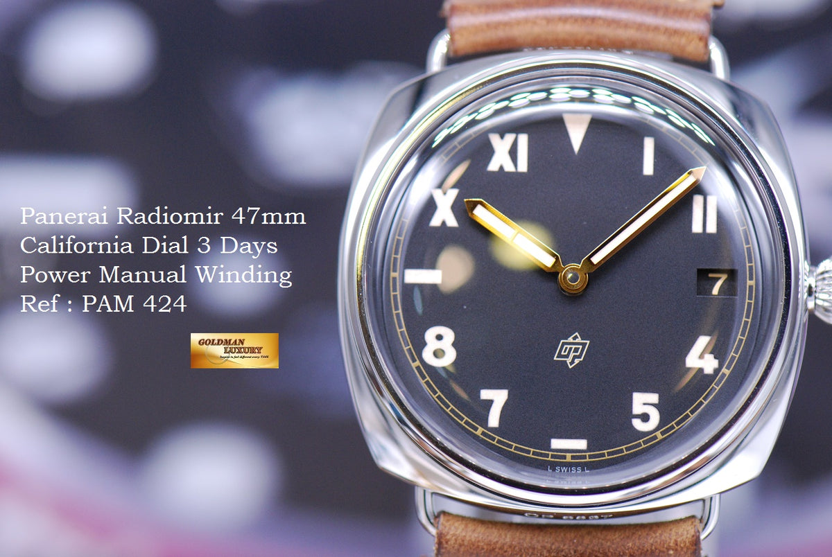 [SOLD] PANERAI RADIOMIR 47mm CALIFORNIA DIAL 3 DAYS POWER RESERVE MANUAL WINDING PAM 424 (MINT)