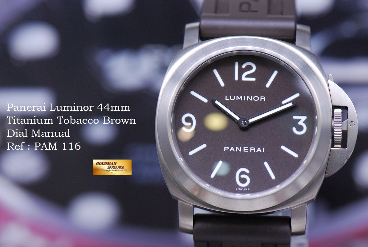 [SOLD] PANERAI LUMINOR BASE TITANIUM 44mm TOBACCO BROWN DIAL MANUAL PAM 116 RARE (MINT)