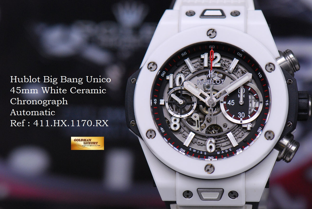 [SOLD] HUBLOT BIG BANG UNICO WHITE CERAMIC CHRONOGRAPH 45mm AUTOMATIC 411.HX.1170.RX (MINT)
