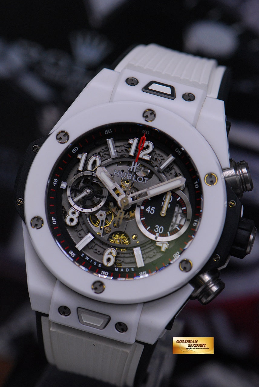 [SOLD] HUBLOT BIG BANG UNICO WHITE CERAMIC CHRONOGRAPH 45mm AUTOMATIC 411.HX.1170.RX (MINT)