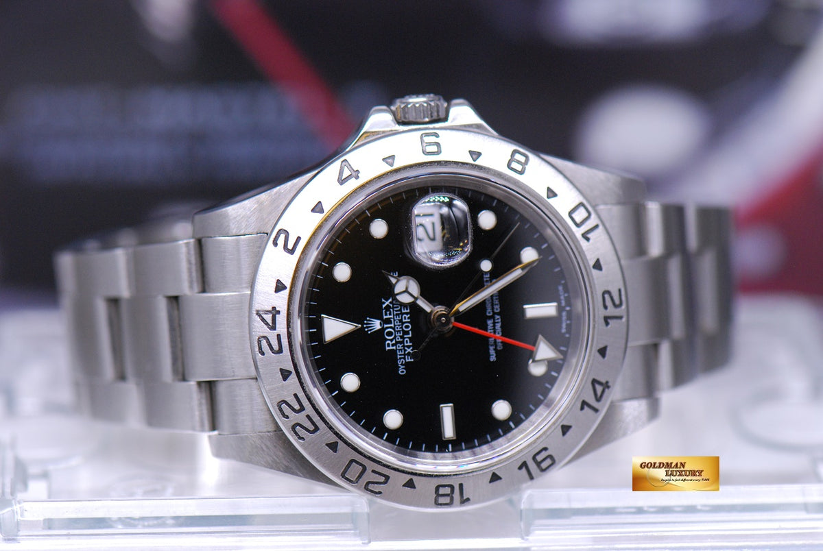[SOLD] ROLEX OYSTER PERPETUAL EXPLORER II SOLID-END LINKS (NO PINHOLE) BLACK 16570 (MINT)