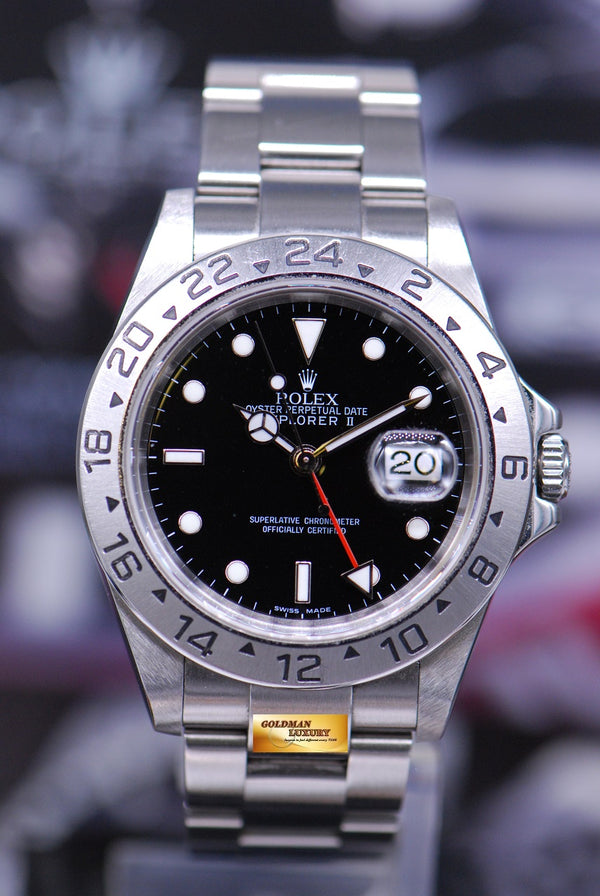 [SOLD] ROLEX OYSTER PERPETUAL EXPLORER II SOLID-END LINKS (NO PINHOLE) BLACK 16570 (MINT)