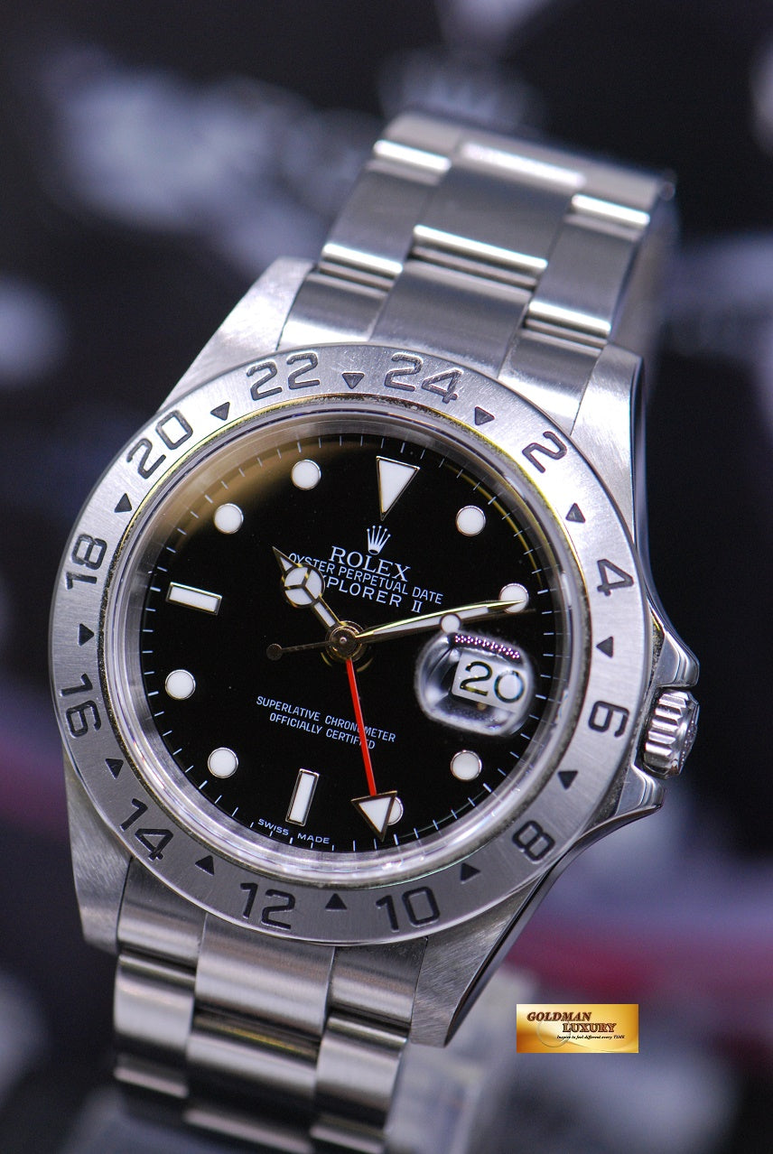 [SOLD] ROLEX OYSTER PERPETUAL EXPLORER II SOLID-END LINKS (NO PINHOLE) BLACK 16570 (MINT)