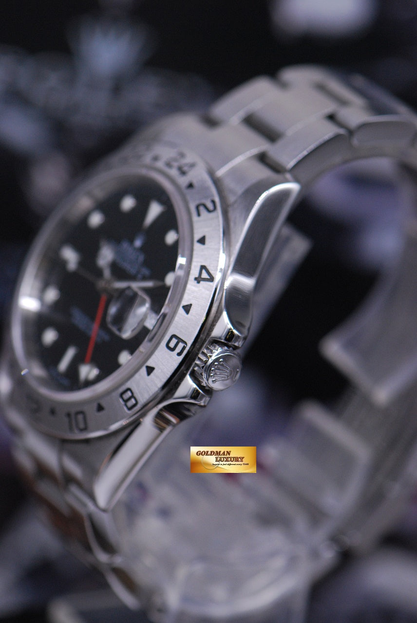 [SOLD] ROLEX OYSTER PERPETUAL EXPLORER II SOLID-END LINKS (NO PINHOLE) BLACK 16570 (MINT)