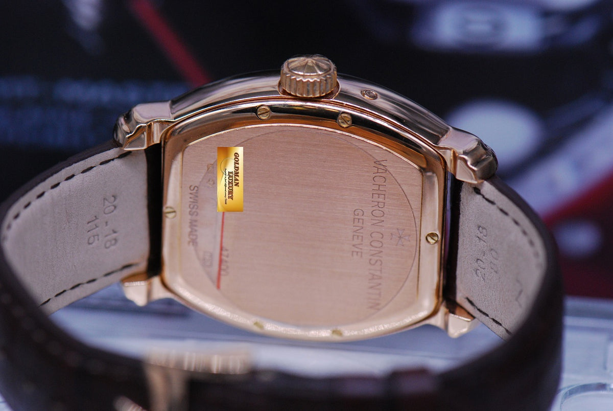 [SOLD] VACHERON CONSTANTIN MALTE 18K ROSE GOLD TONNEAU DUAL TIME AUTOMATIC 47400 (NEAR MINT)