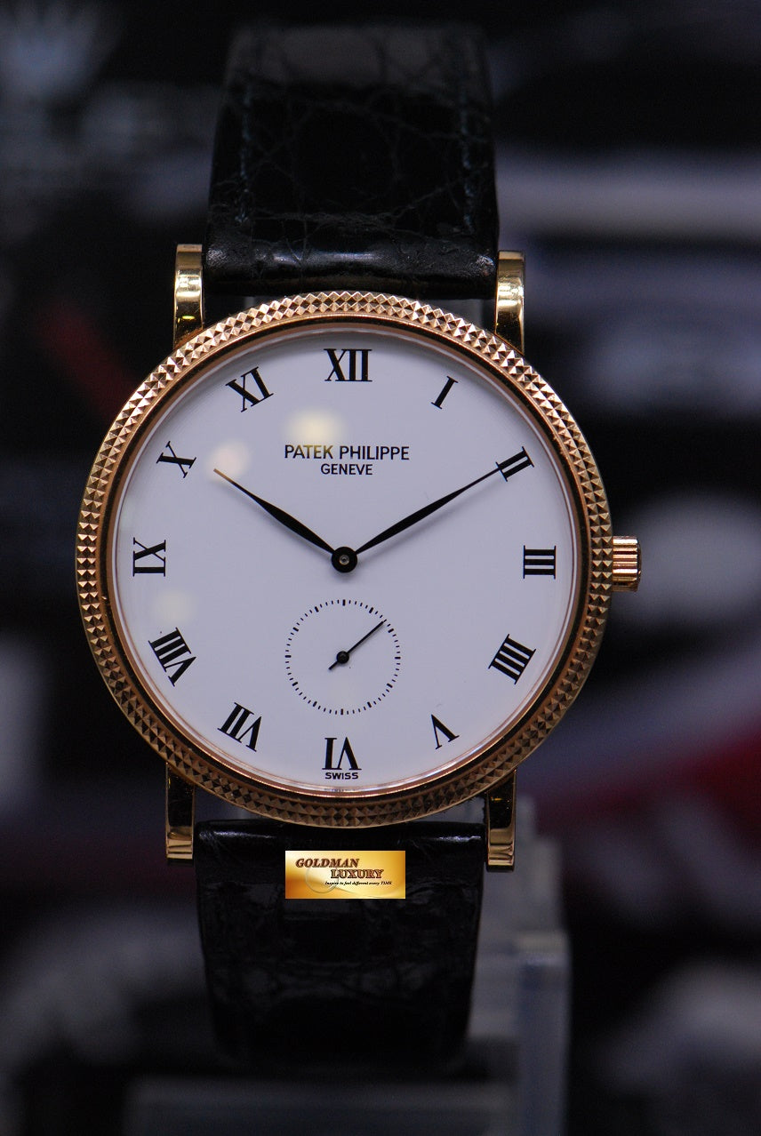 [SOLD] PATEK PHILIPPE CALATRAVA SUB-SEC ENAMEL DIAL 18K YELLOW GOLD MANUAL 3919 (NEAR MINT)