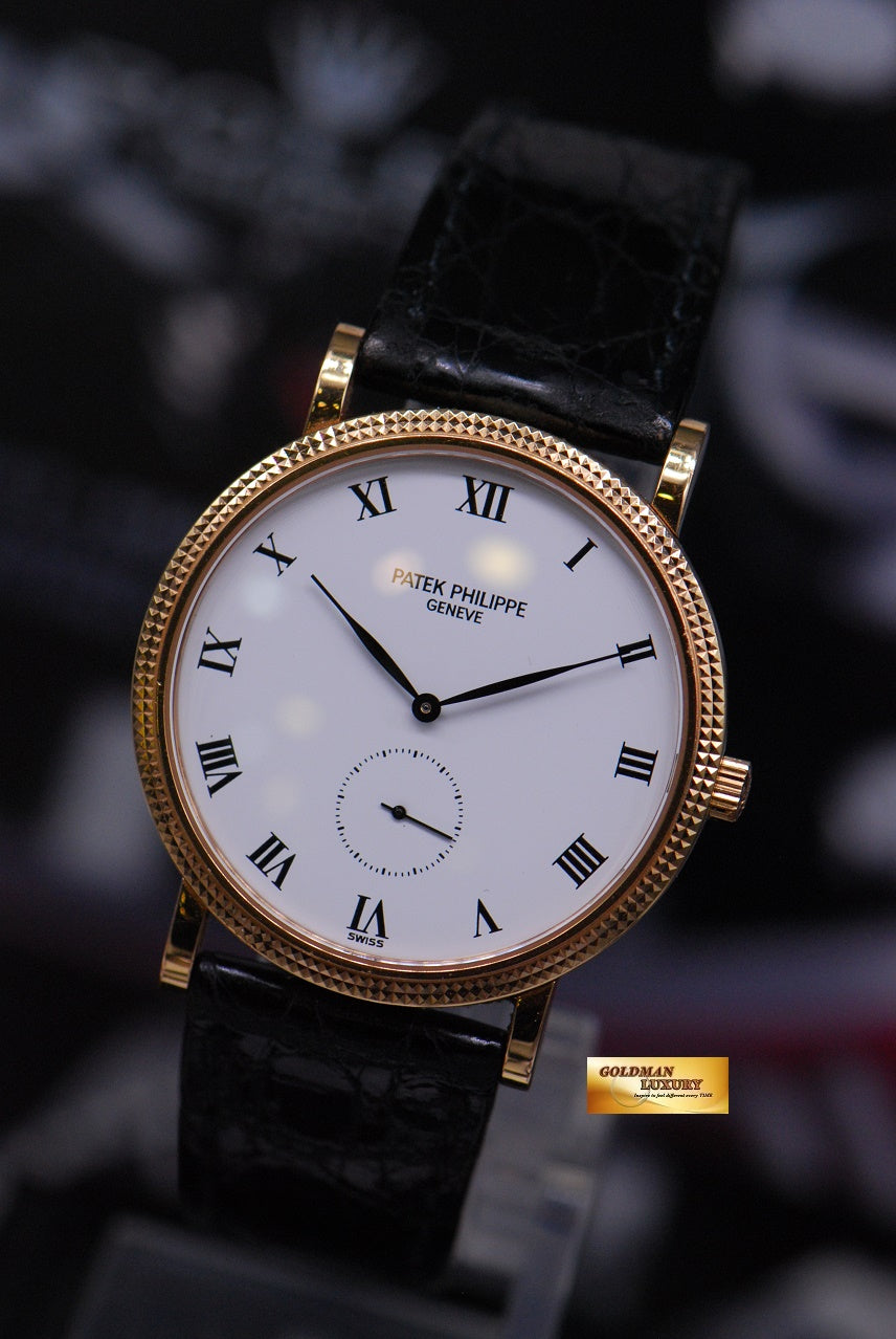 [SOLD] PATEK PHILIPPE CALATRAVA SUB-SEC ENAMEL DIAL 18K YELLOW GOLD MANUAL 3919 (NEAR MINT)
