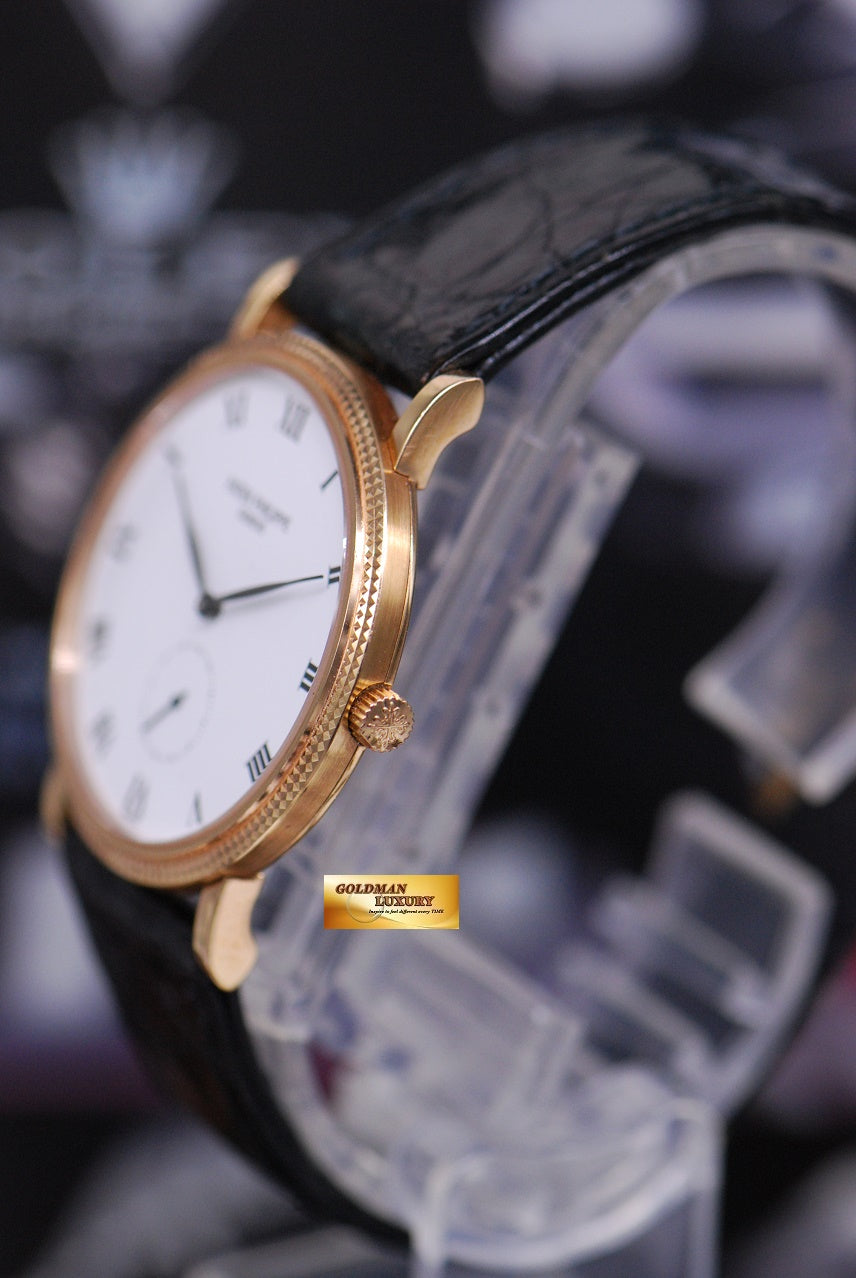 [SOLD] PATEK PHILIPPE CALATRAVA SUB-SEC ENAMEL DIAL 18K YELLOW GOLD MANUAL 3919 (NEAR MINT)