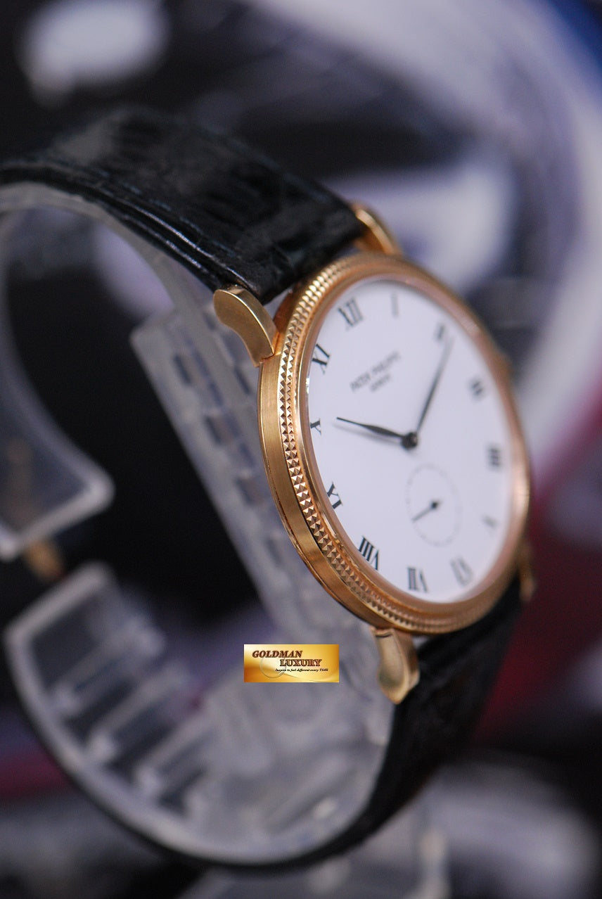 [SOLD] PATEK PHILIPPE CALATRAVA SUB-SEC ENAMEL DIAL 18K YELLOW GOLD MANUAL 3919 (NEAR MINT)