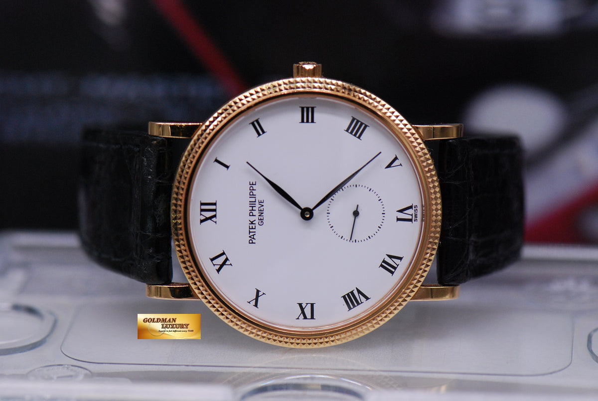 [SOLD] PATEK PHILIPPE CALATRAVA SUB-SEC ENAMEL DIAL 18K YELLOW GOLD MANUAL 3919 (NEAR MINT)