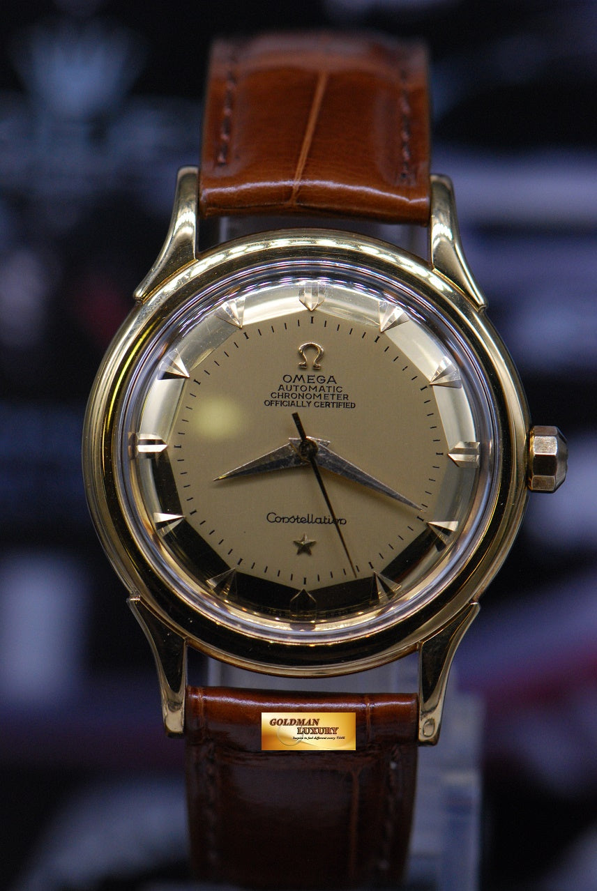 [SOLD] OMEGA CONSTELLATION DELUXE 35mm PIE PAN DIAL 18K YELLOW GOLD HAMMER AUTOMATIC (VINTAGE MINT)