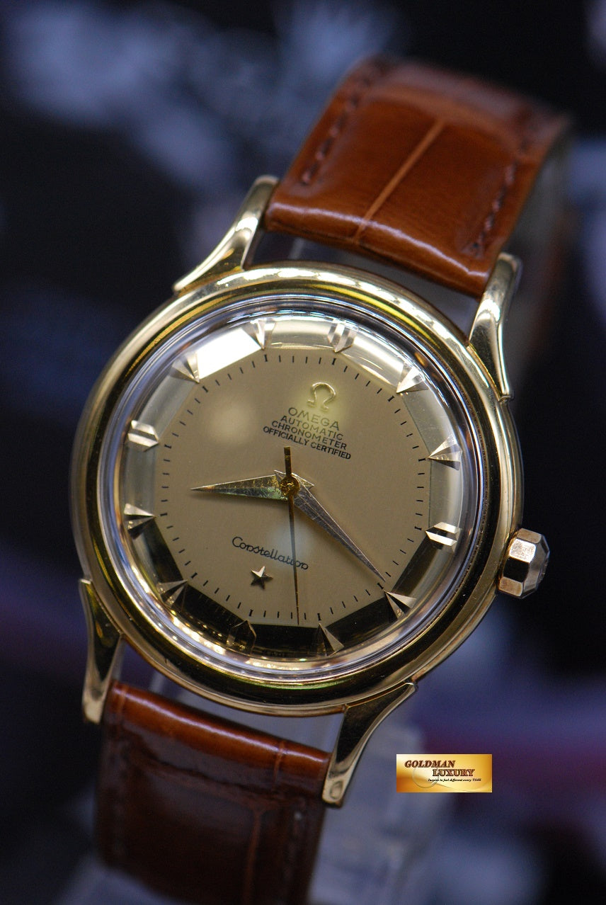 [SOLD] OMEGA CONSTELLATION DELUXE 35mm PIE PAN DIAL 18K YELLOW GOLD HAMMER AUTOMATIC (VINTAGE MINT)