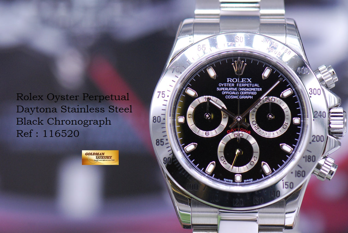 [SOLD] ROLEX OYSTER PERPETUAL DAYTONA STAINLESS STEEL BLACK 116520 (MINT)