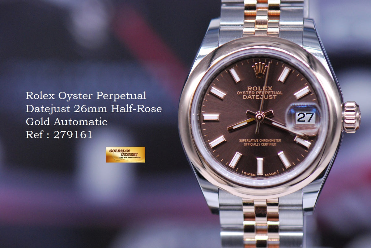 [SOLD] ROLEX OYSTER PERPETUAL DATEJUST 28mm HALF-ROSE GOLD CHOCOLATE DIAL 279161 (MINT)