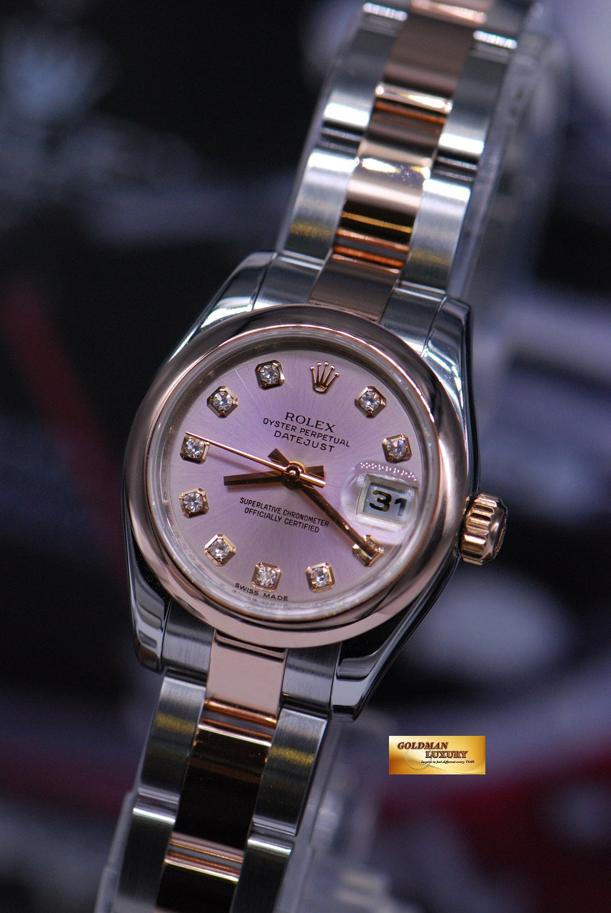 [SOLD] ROLEX OYSTER PERPETUAL DATEJUST 26mm HALF-ROSE GOLD DIAMOND DIAL 179161 (MINT)