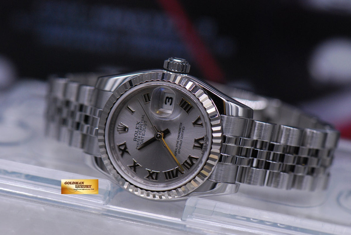 [SOLD] ROLEX OYSTER PERPETUAL DATEJUST 26mm LADIES STAINLESS STEEL 179174 (MINT)