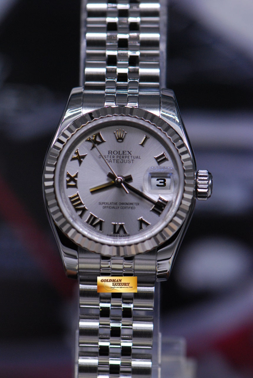 [SOLD] ROLEX OYSTER PERPETUAL DATEJUST 26mm LADIES STAINLESS STEEL 179174 (MINT)
