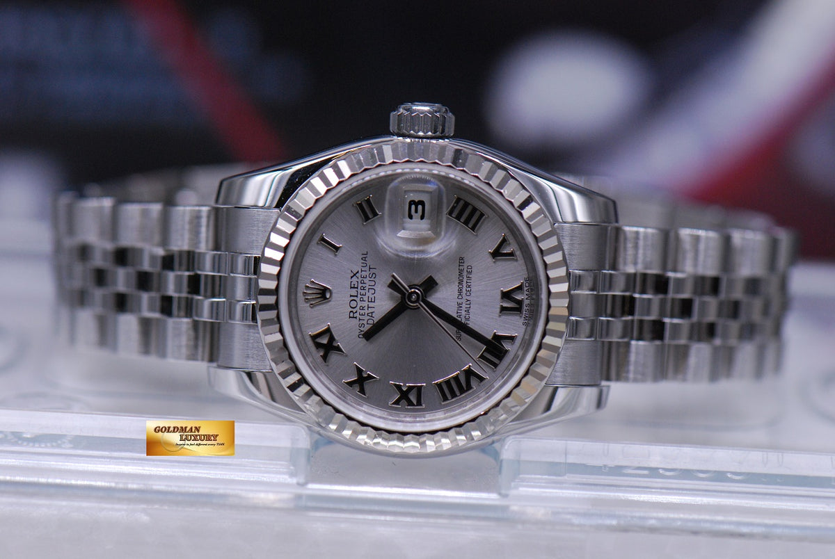 [SOLD] ROLEX OYSTER PERPETUAL DATEJUST 26mm LADIES STAINLESS STEEL 179174 (MINT)