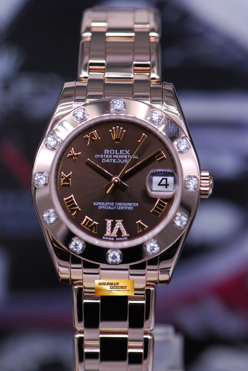 [SOLD] ROLEX OYSTER PERPETUAL PEARLMASTER 34mm 18K ROSE GOLD DIAMOND BEZEL 81315 (MINT)