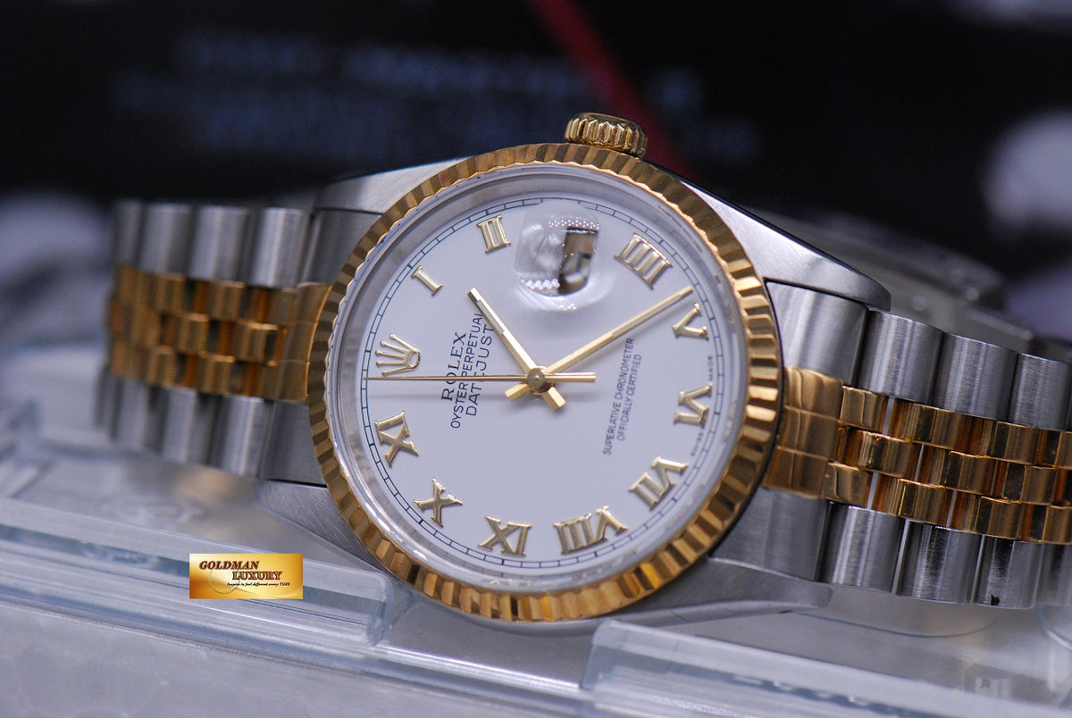 [SOLD] ROLEX OYSTER PERPETUAL DATEJUST 36mm HALF-GOLD WHITE 16233 (MINT)