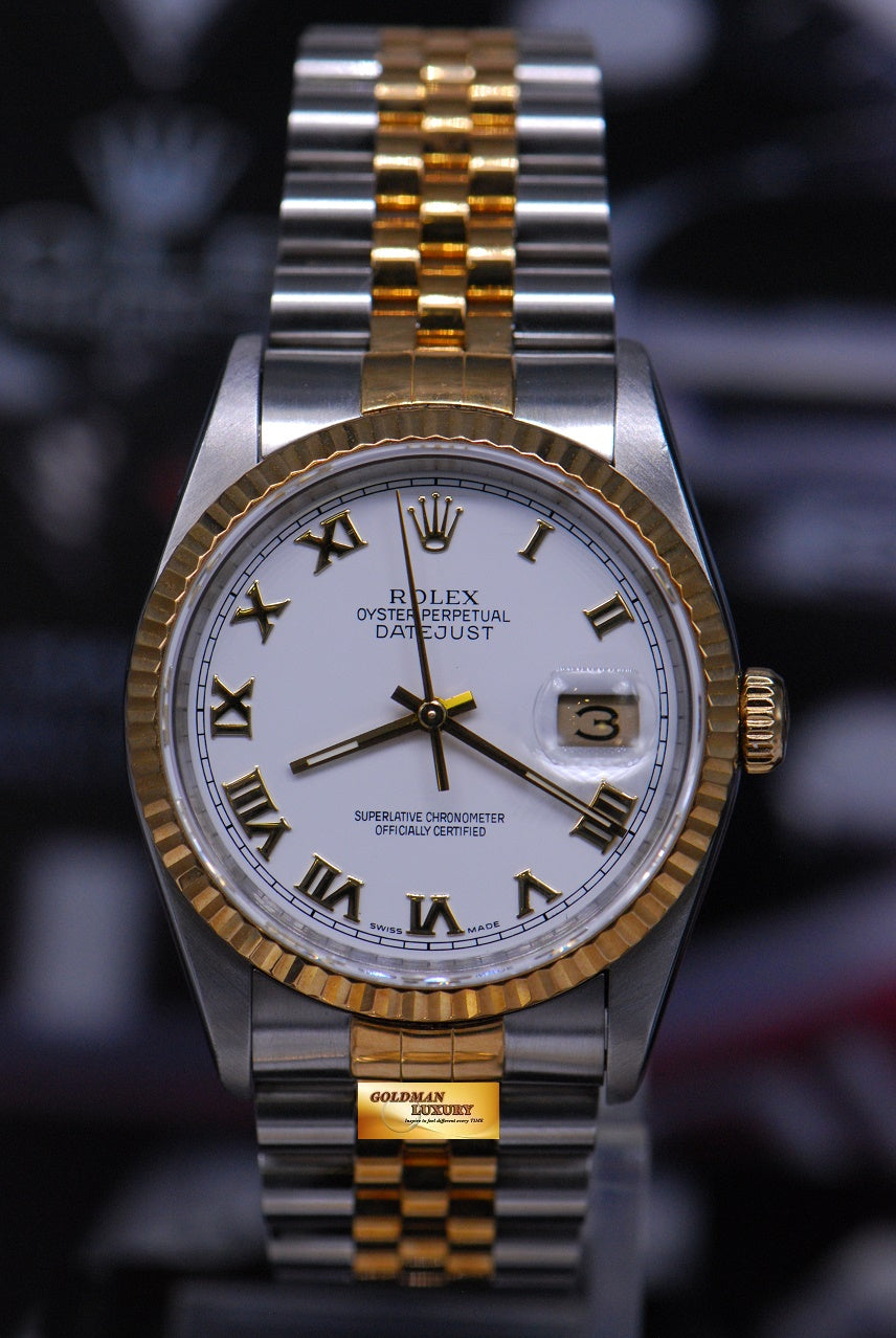 [SOLD] ROLEX OYSTER PERPETUAL DATEJUST 36mm HALF-GOLD WHITE 16233 (MINT)