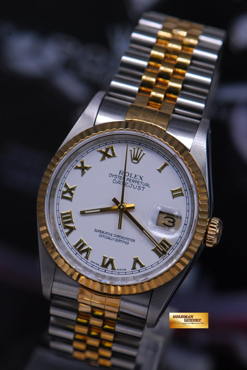[SOLD] ROLEX OYSTER PERPETUAL DATEJUST 36mm HALF-GOLD WHITE 16233 (MINT)
