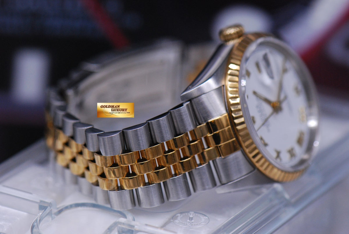 [SOLD] ROLEX OYSTER PERPETUAL DATEJUST 36mm HALF-GOLD WHITE 16233 (MINT)