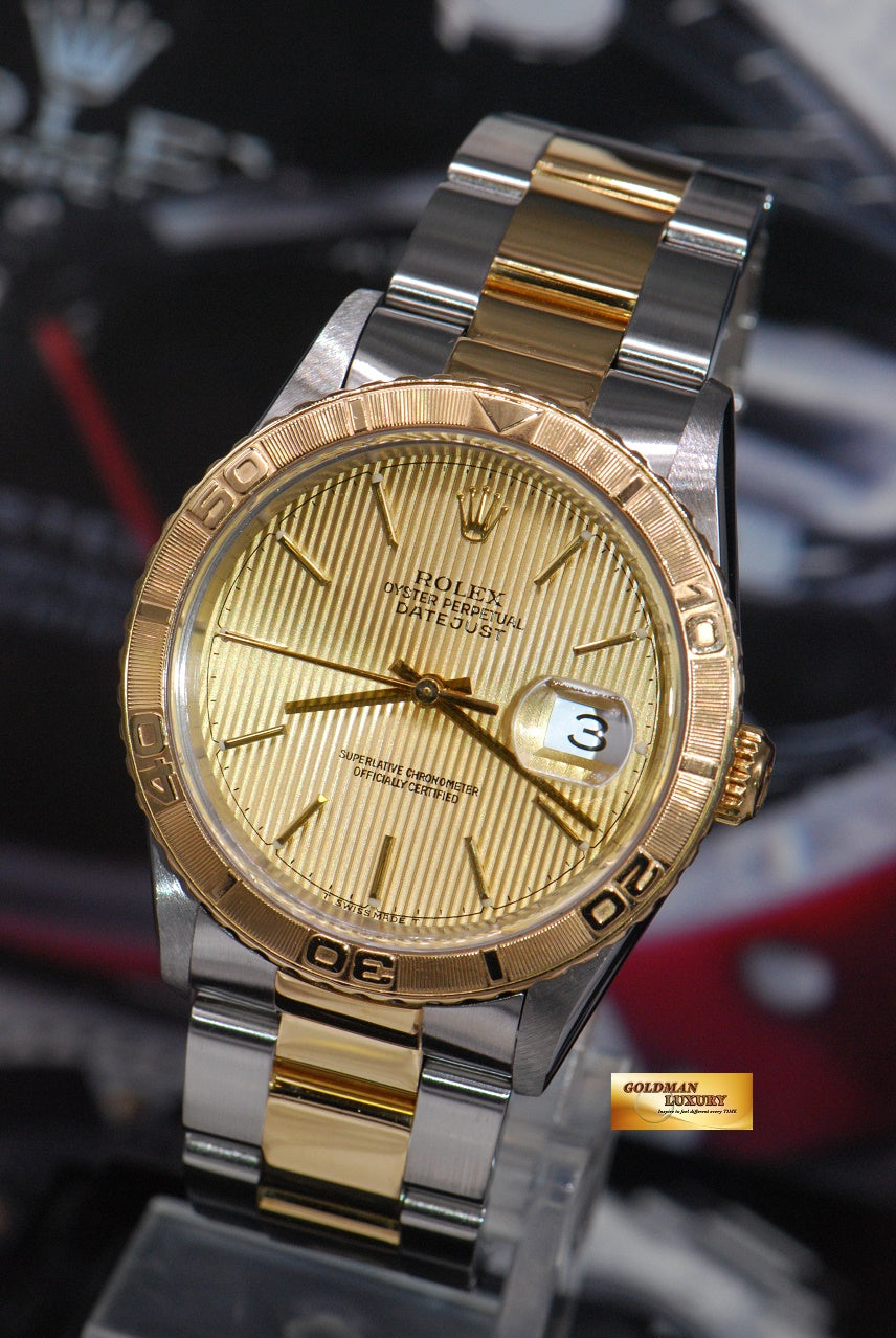[SOLD] ROLEX OYSTER PERPETUAL DATEJUST “THUNDERBIRD” 36mm HALF-GOLD TAPESTRY DIAL 16263 (MINT)