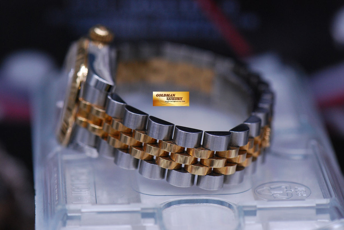 [SOLD] ROLEX OYSTER PERPETUAL DATEJUST 26mm LADIES HALF-GOLD DIAMOND GOLD DIAL 179173 (MINT)