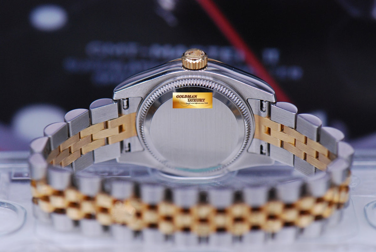 [SOLD] ROLEX OYSTER PERPETUAL DATEJUST 26mm LADIES HALF-GOLD DIAMOND GOLD DIAL 179173 (MINT)