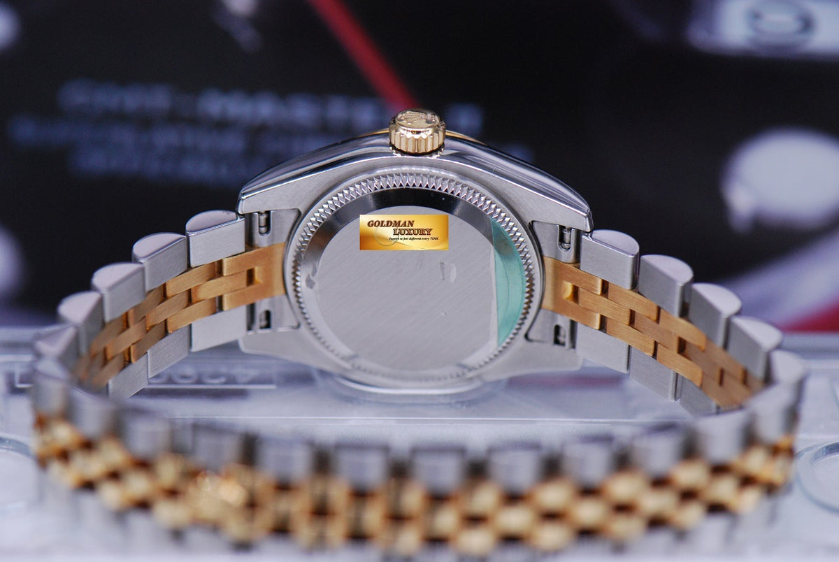 [SOLD] ROLEX OYSTER PERPETUAL DATEJUST 26mm LADIES HALF-GOLD SILVER DIAL 179173 (MINT)