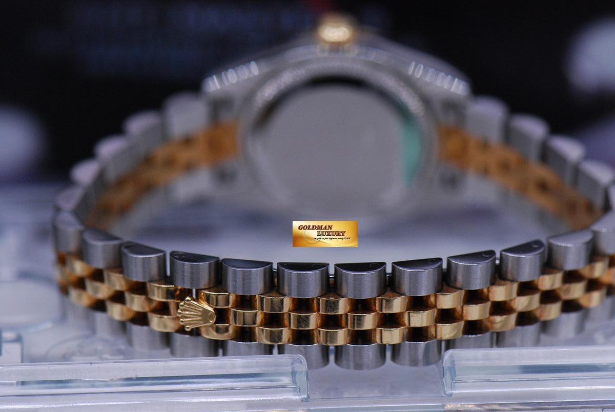 [SOLD] ROLEX OYSTER PERPETUAL DATEJUST 26mm LADIES HALF-GOLD SILVER DIAL 179173 (MINT)