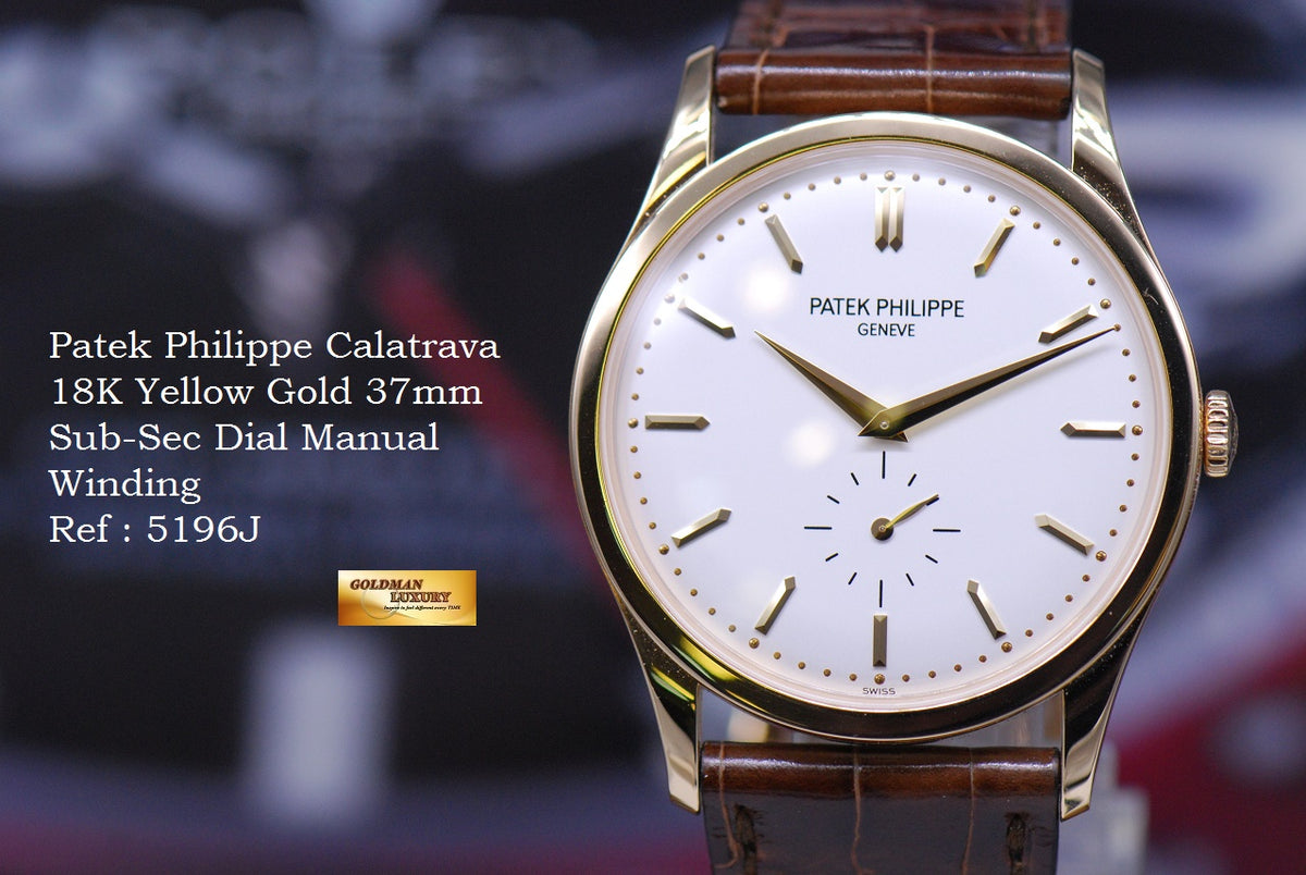 [SOLD] PATEK PHILIPPE CALATRAVA 37mm 18K YELLOW GOLD SUB-SEC DIAL MANUAL 5196J (MINT)