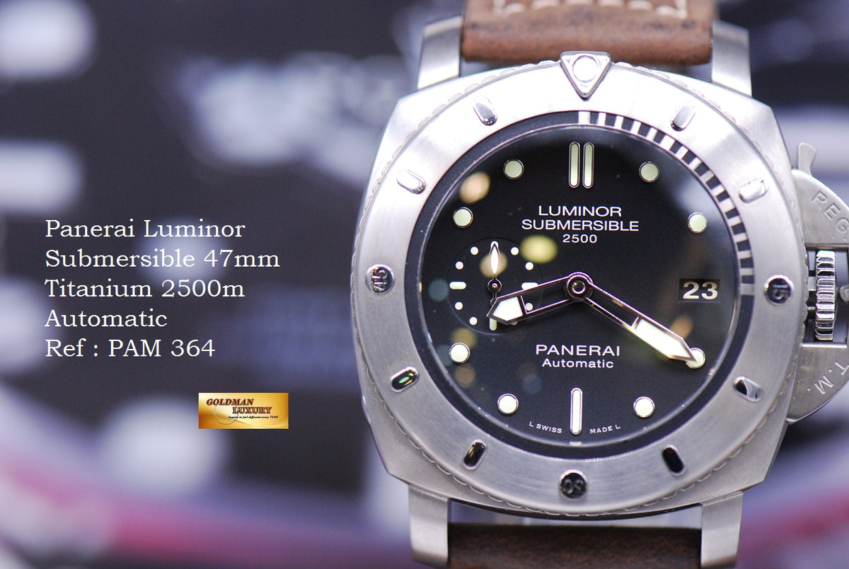 [SOLD] PANERAI LUMINOR SUBMERSIBLE 47mm TITANIUM 2500M AUTOMATIC PAM 364 (MINT)