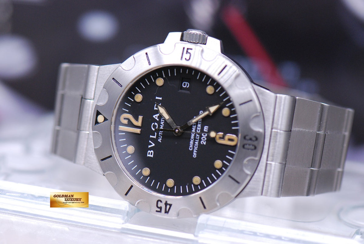 [SOLD] BVLGARI DIAGONO MENS 38mm BLACK AUTOMATIC SD 38S (MINT)